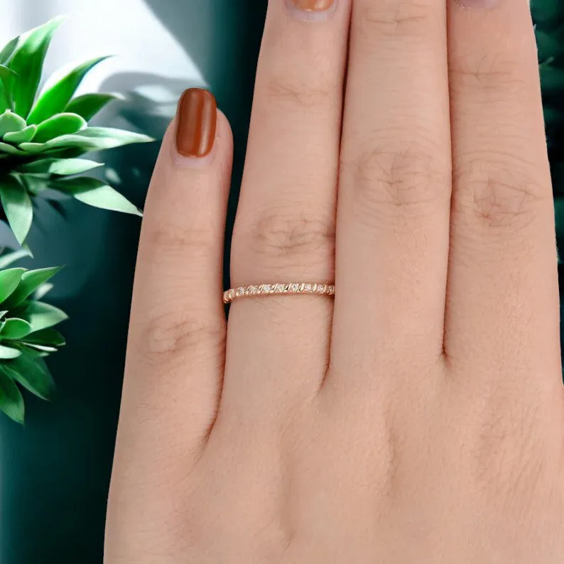 0.0650ct Round Moissanite Diamond Minimalist Wedding Band