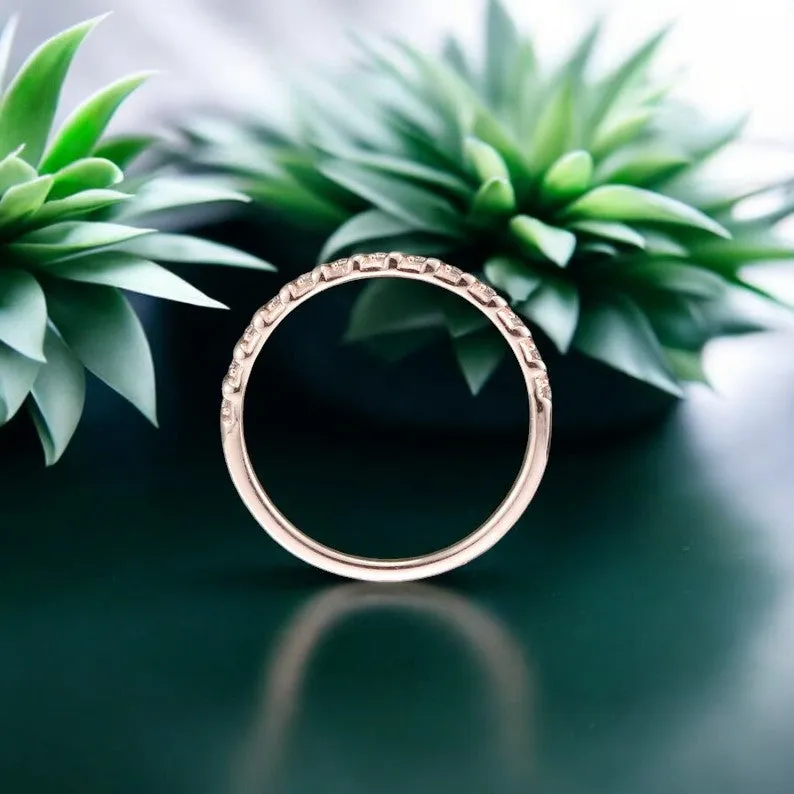 0.0650ct Round Moissanite Diamond Minimalist Wedding Band