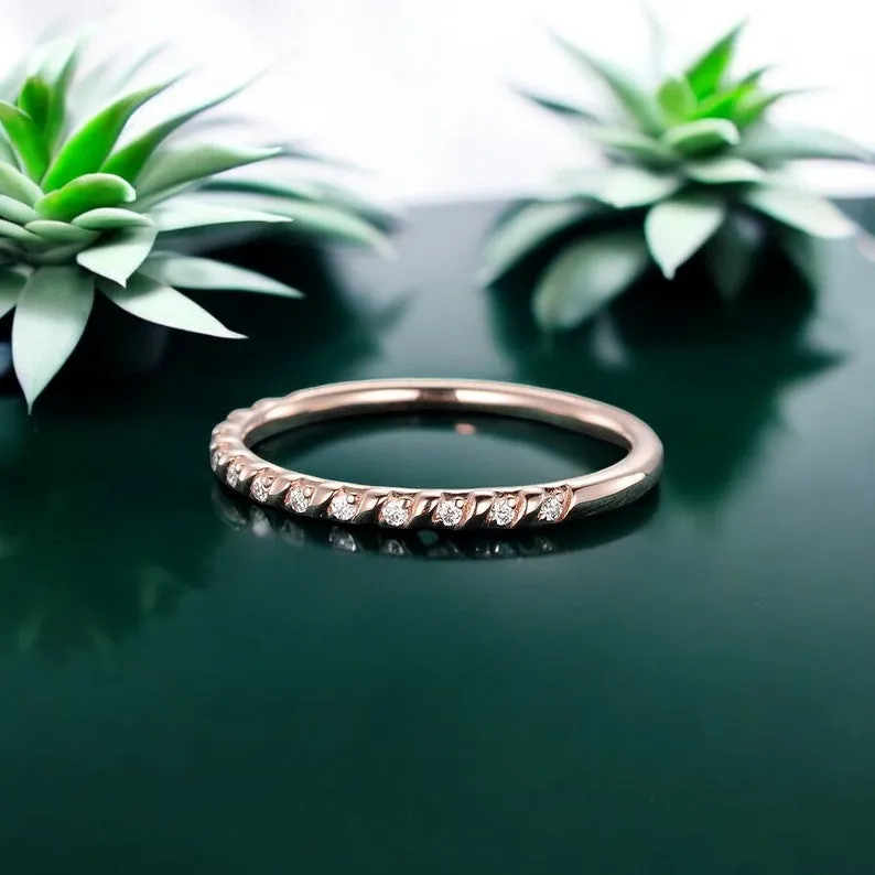0.0650ct Round Moissanite Diamond Minimalist Wedding Band