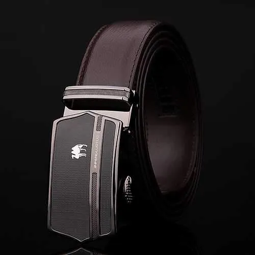 125CM Men Business Cowhide Genuine Leather Luxury Belts Durable Automatic Buckle Trousers Belt