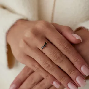 14k Gold Black Crown Ring