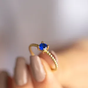 14k Gold Blue Topaz Ring