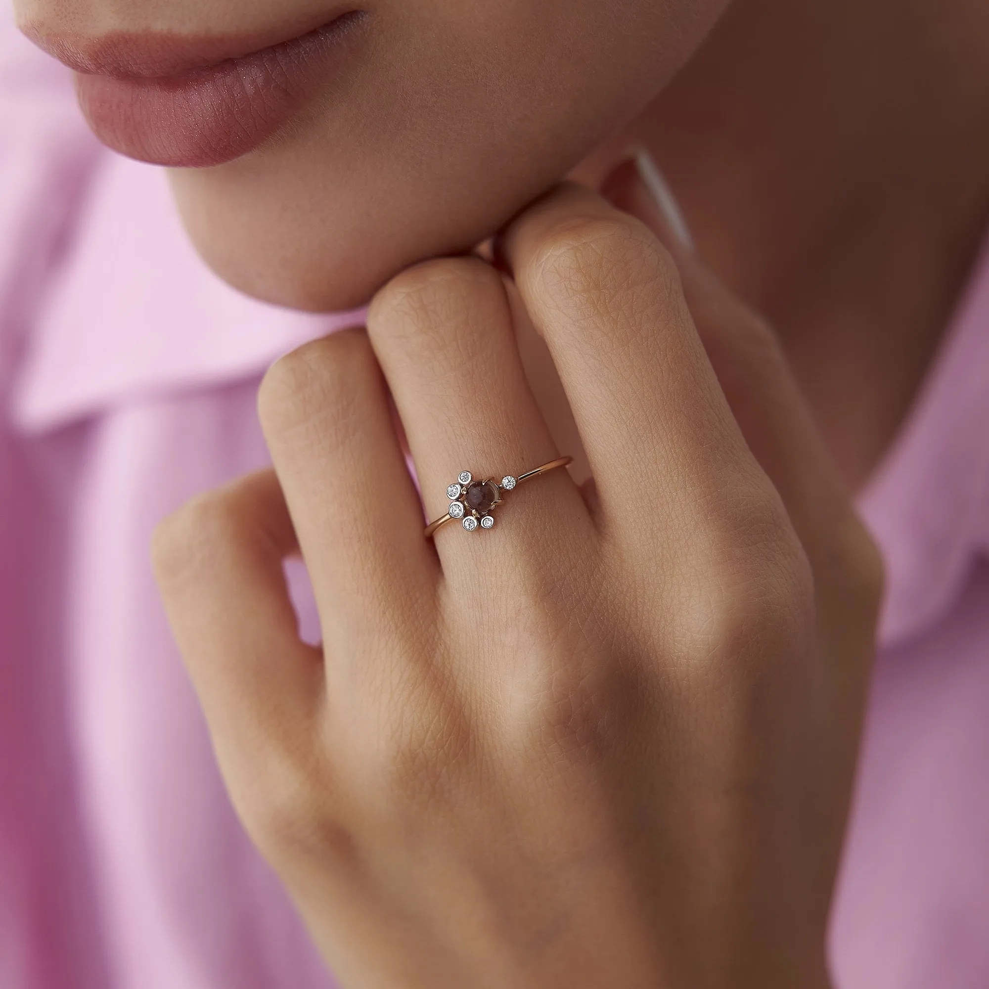14k Gold Dark Opal Stone Ring