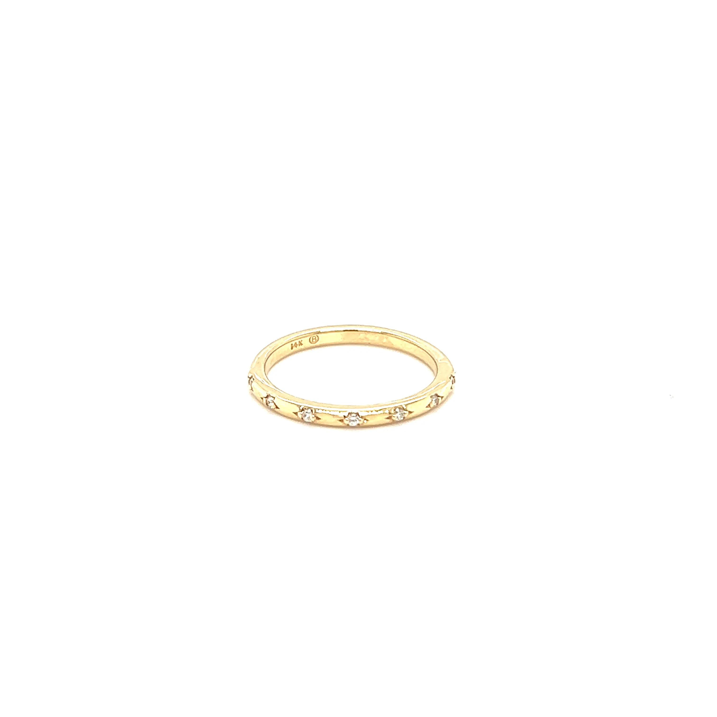 14K Gold Diamond Starburst Band