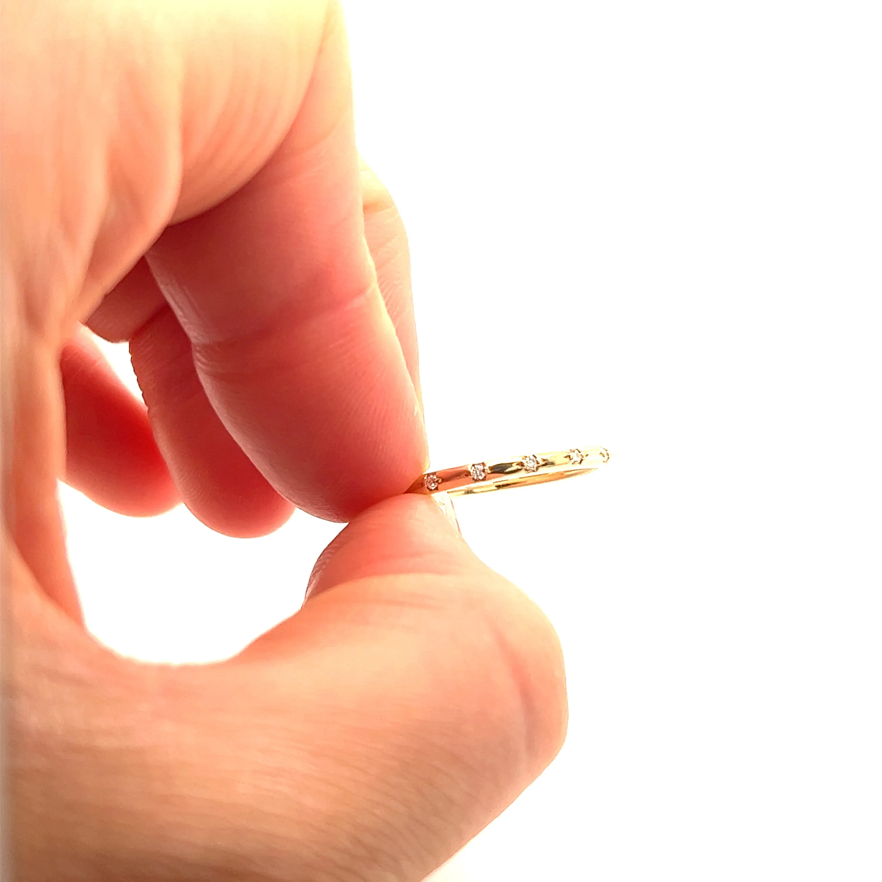 14K Gold Diamond Starburst Band
