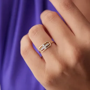 14k Gold Geometric Stone Ring