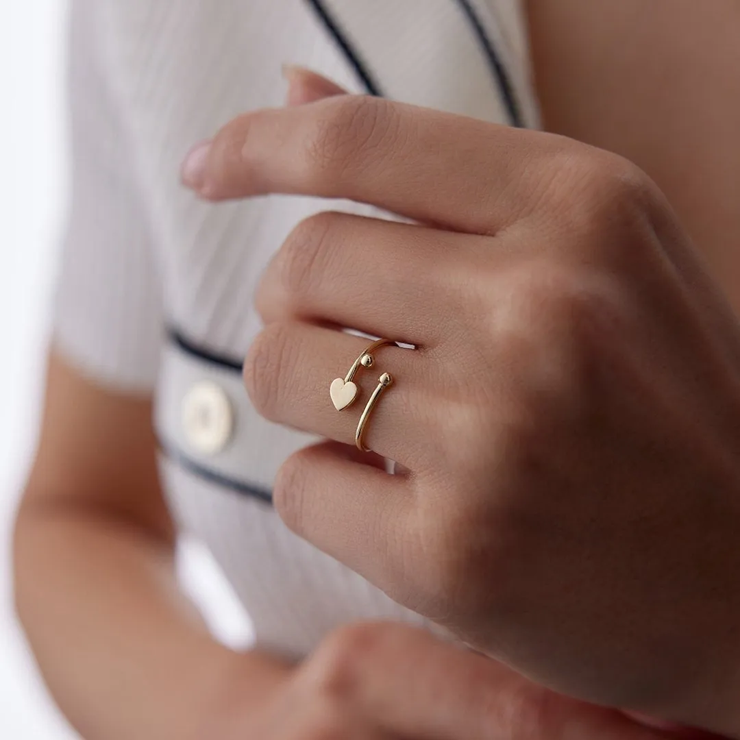 14k Gold Heart Spiral Ring
