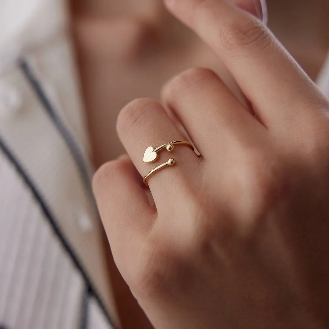 14k Gold Heart Spiral Ring