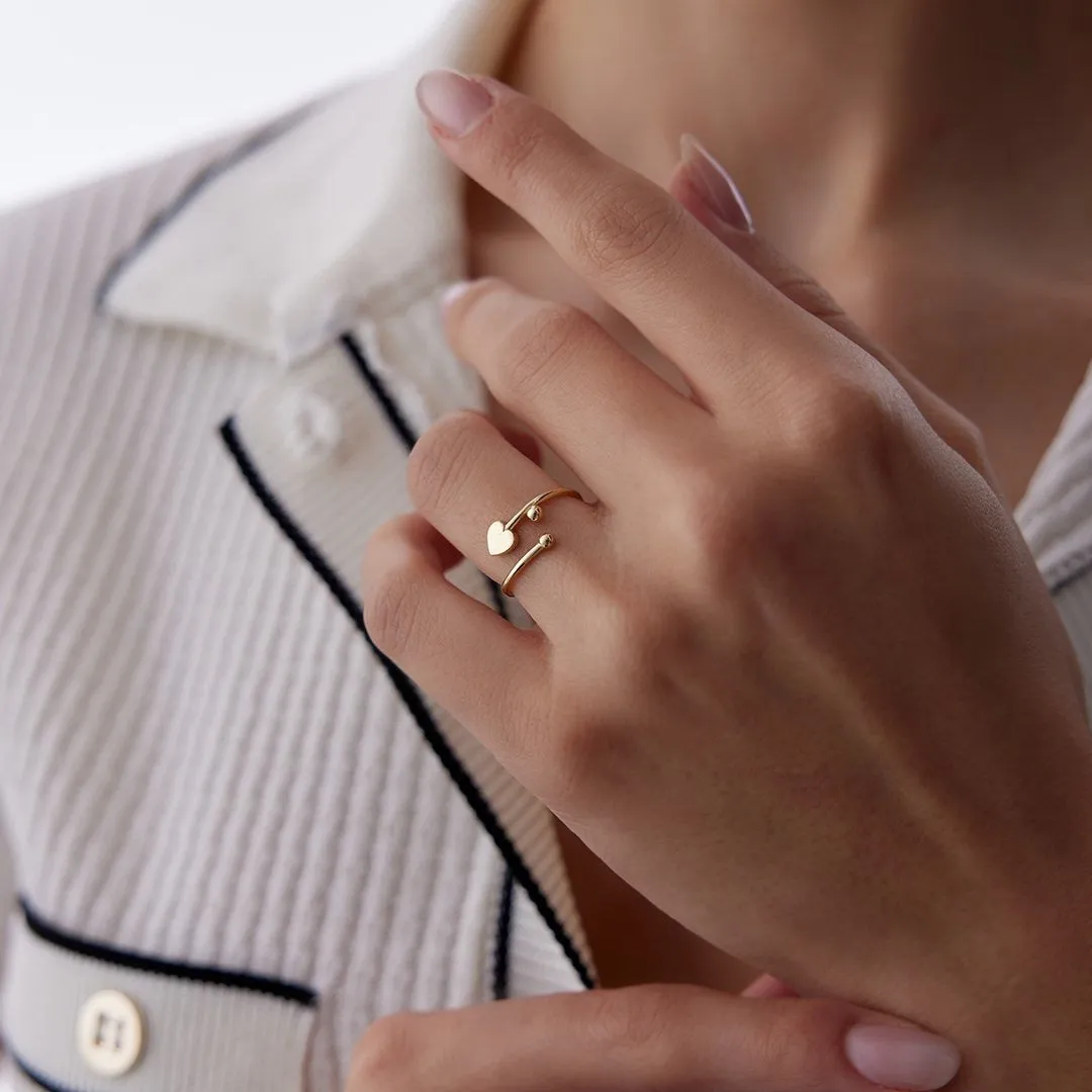 14k Gold Heart Spiral Ring