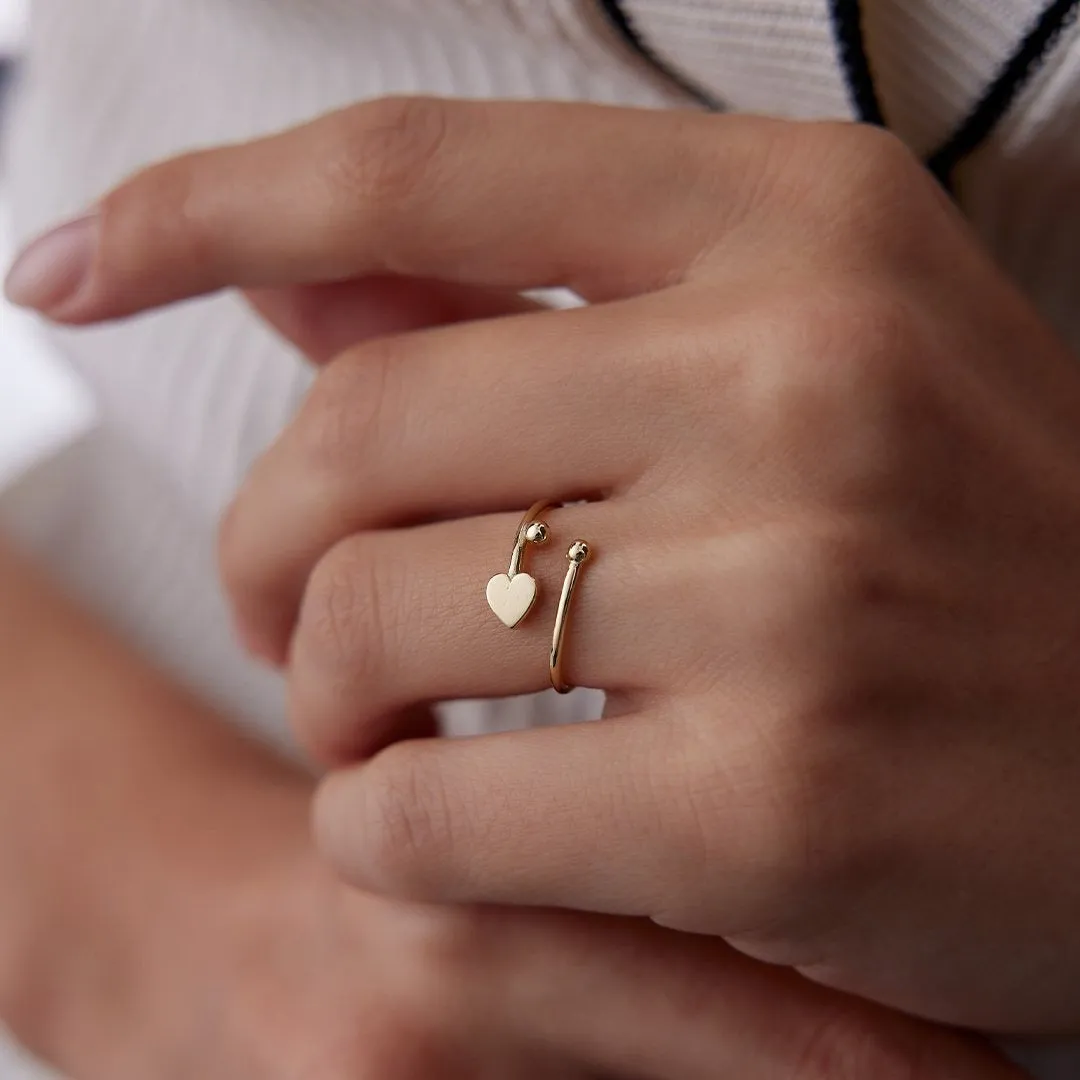 14k Gold Heart Spiral Ring