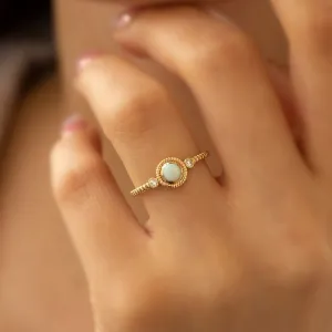 14k Gold Opal Moonstone Ring