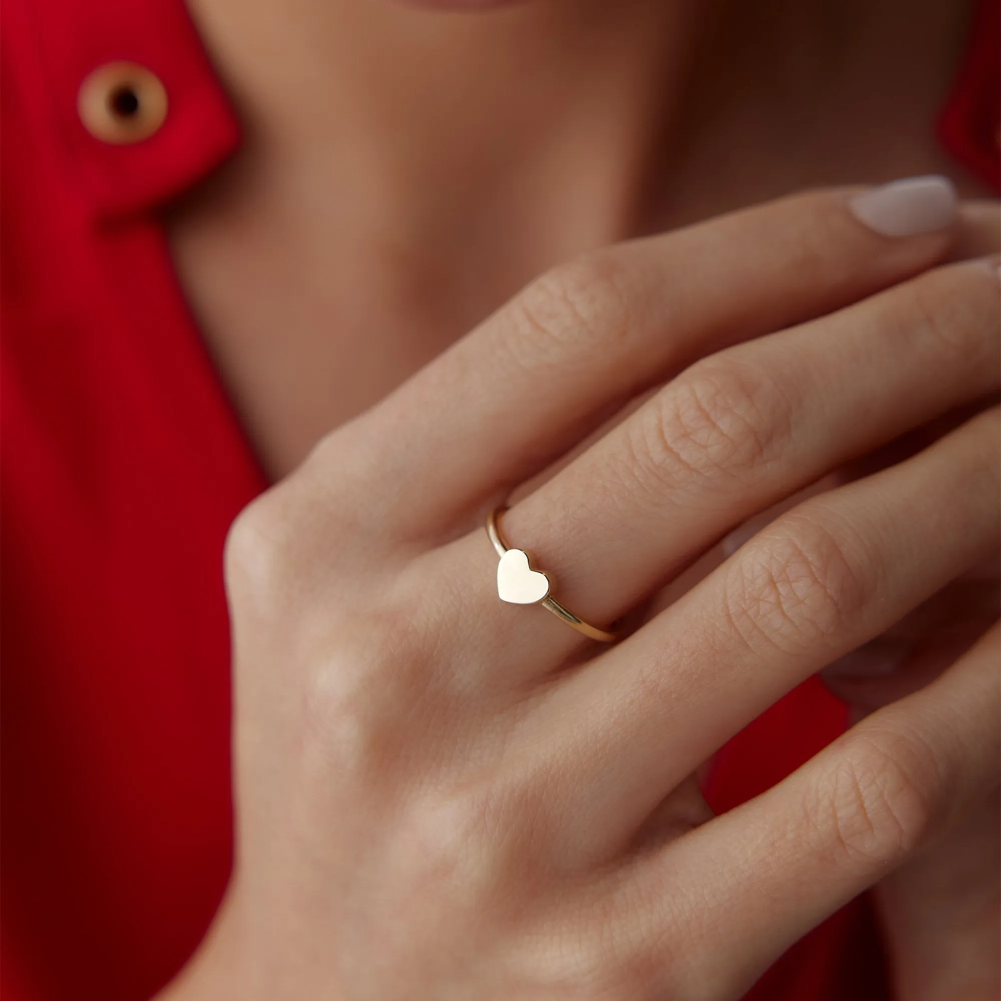 14k Gold Simple Heart Ring