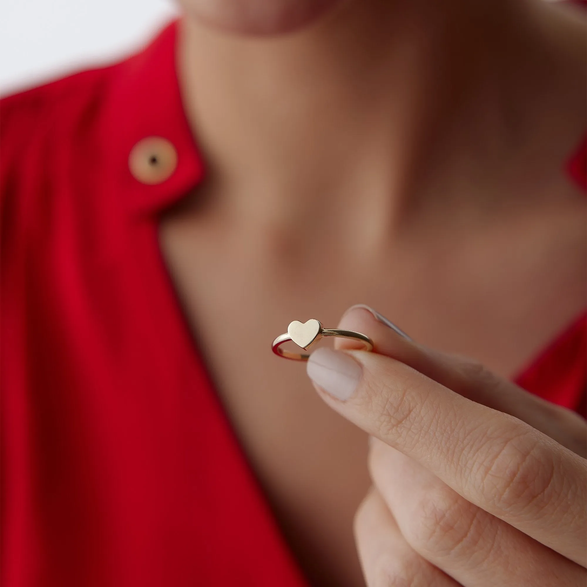 14k Gold Simple Heart Ring