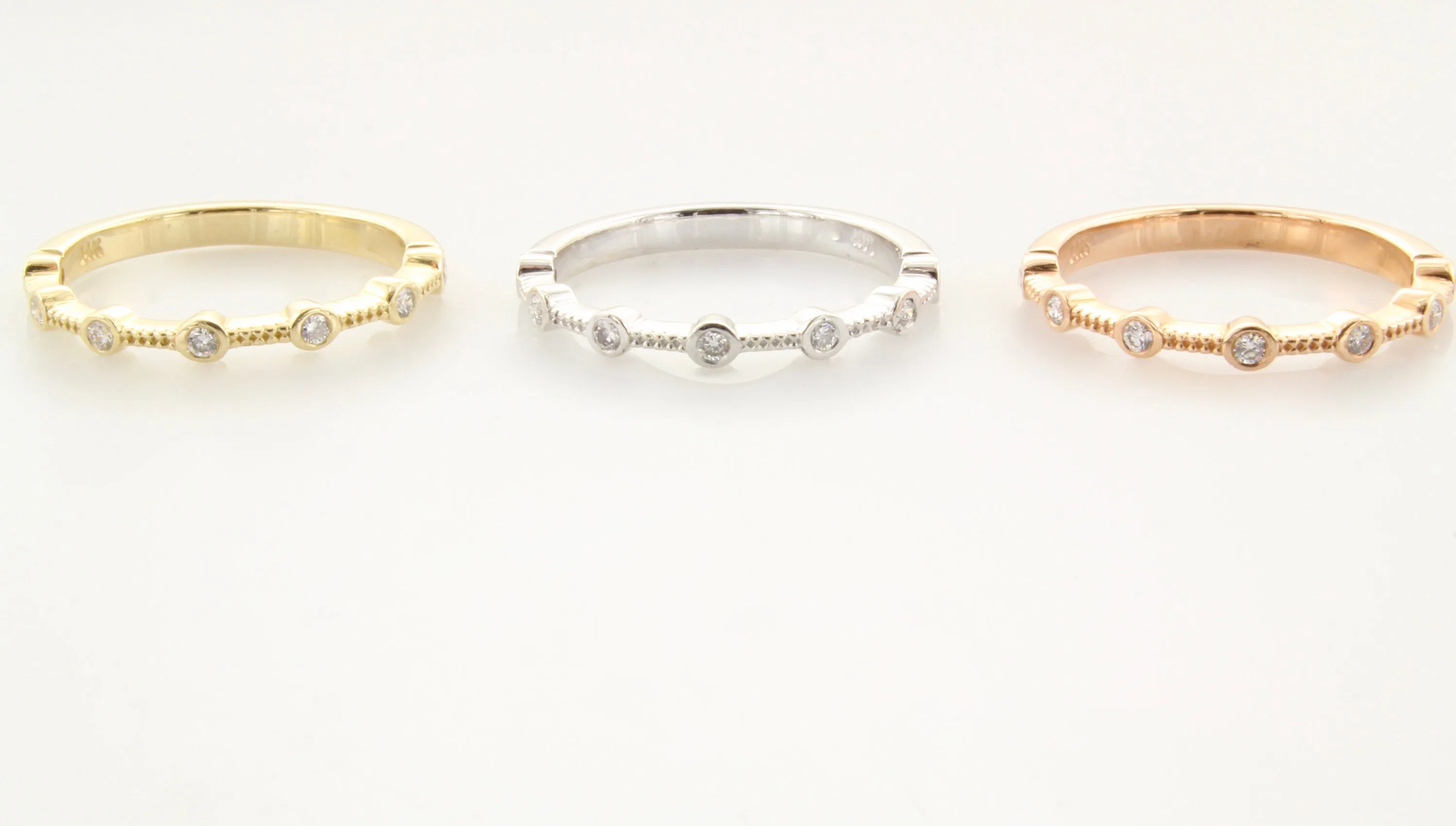 14K Gold Small Diamond Bezel Band