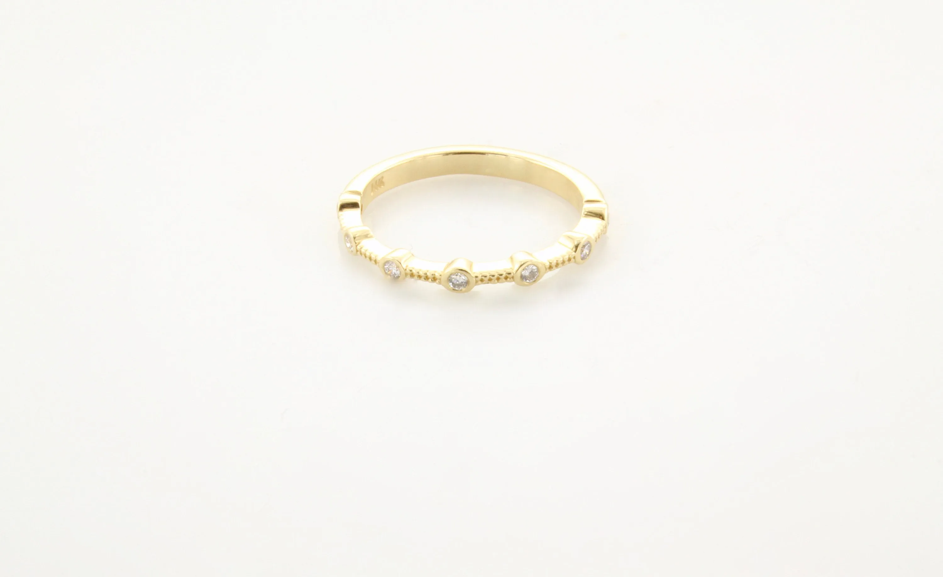 14K Gold Small Diamond Bezel Band