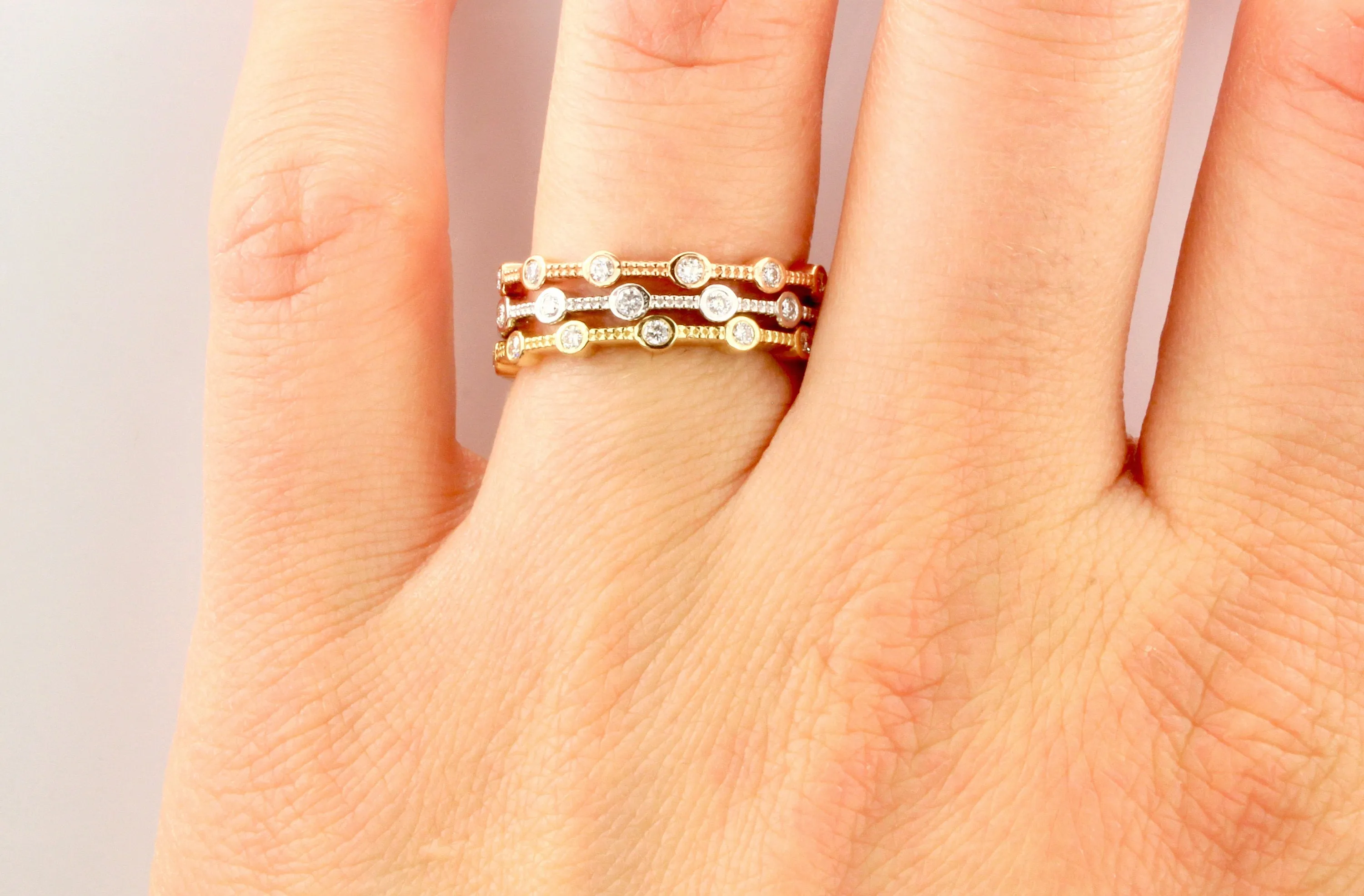 14K Gold Small Diamond Bezel Band