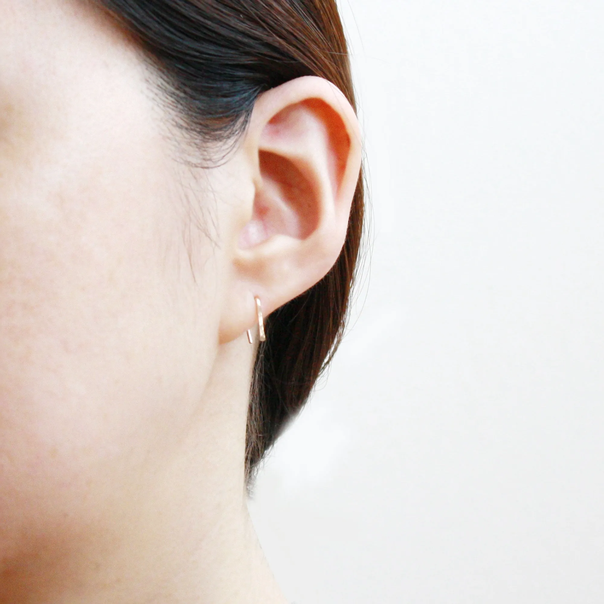 14K Gold Staple Earrings - Short