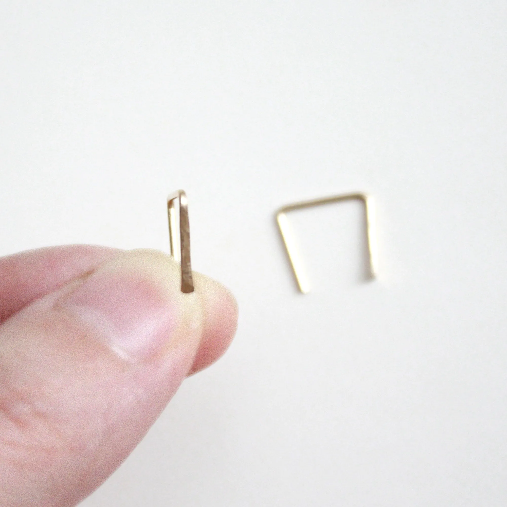 14K Gold Staple Earrings - Short