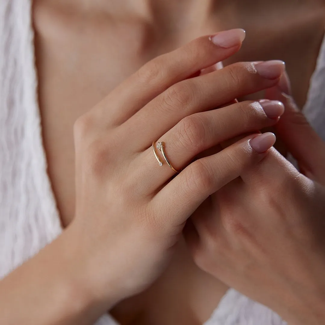 14k Gold Star Spiral Ring
