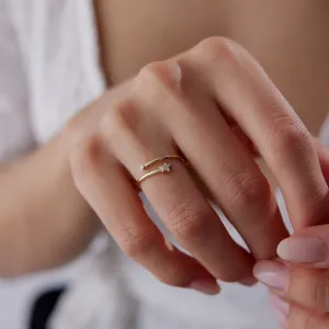 14k Gold Star Spiral Ring