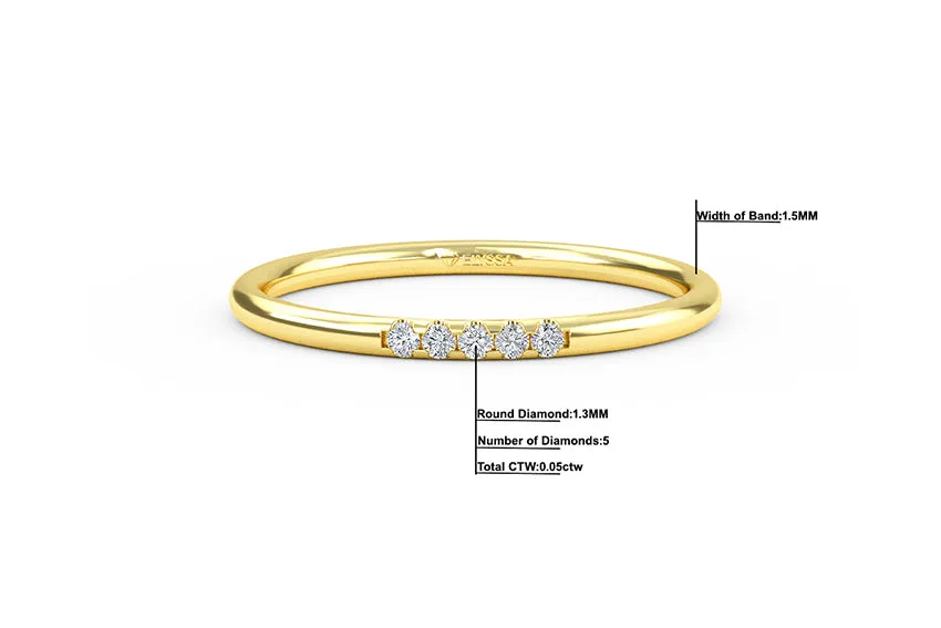 14K Gold Thin Diamond Minimalist Ring
