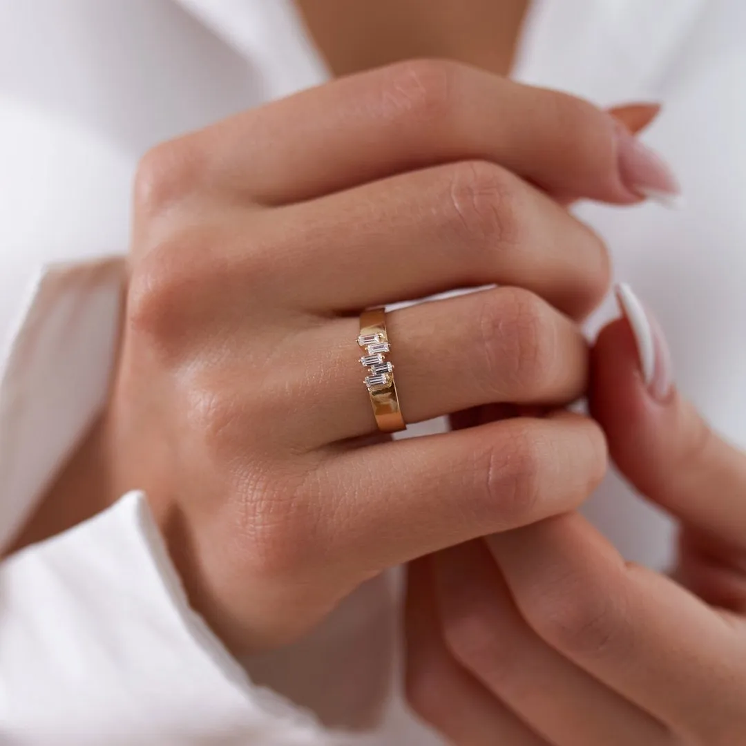 14k Gold Zigzag Baguette Ring