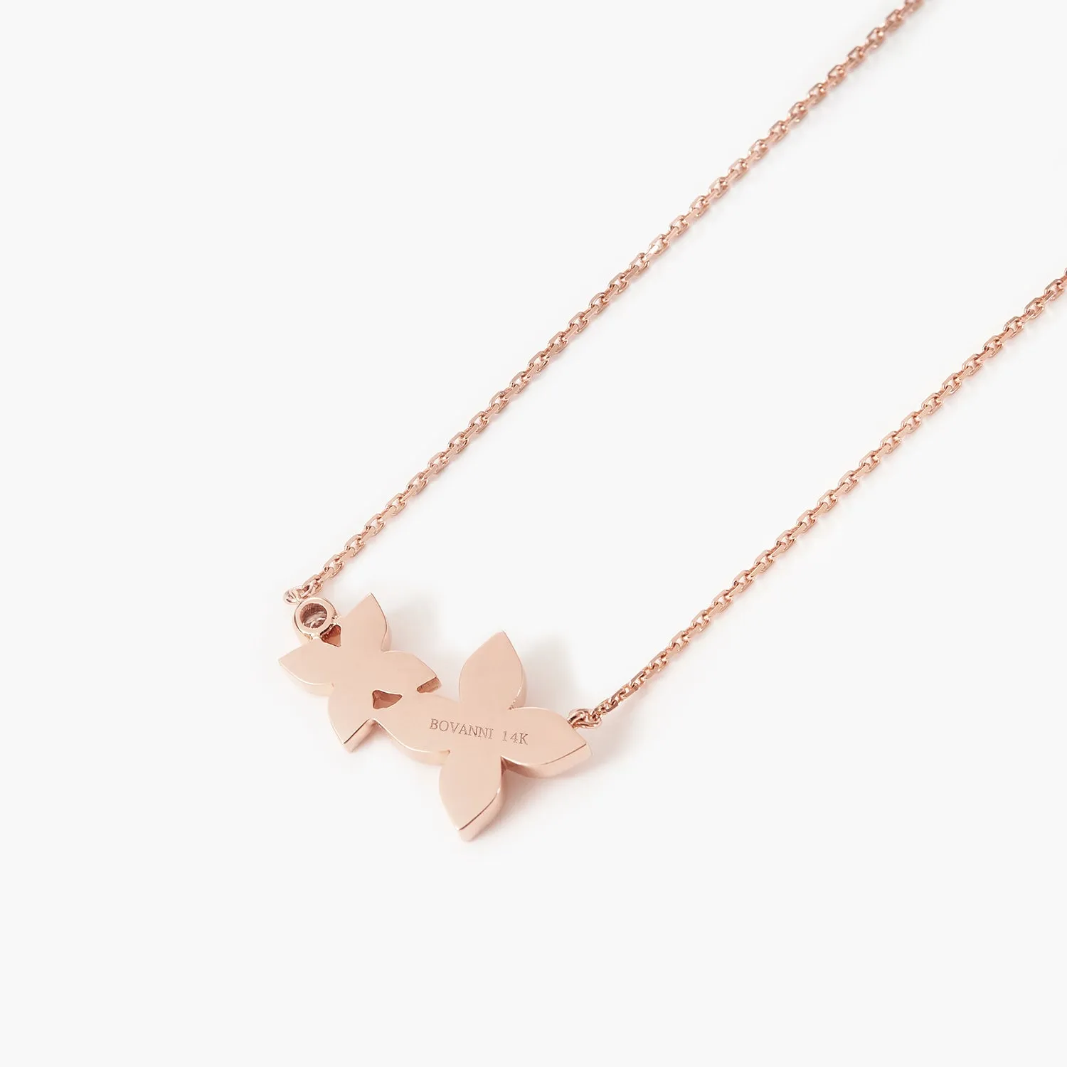 14K Luck Four Leaf Clover With Diamonds Necklace