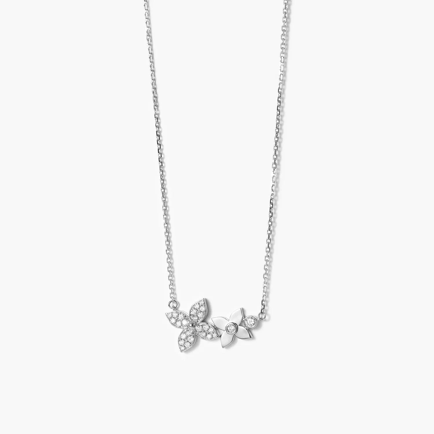 14K Luck Four Leaf Clover With Diamonds Necklace