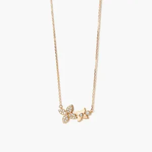 14K Luck Four Leaf Clover With Diamonds Necklace