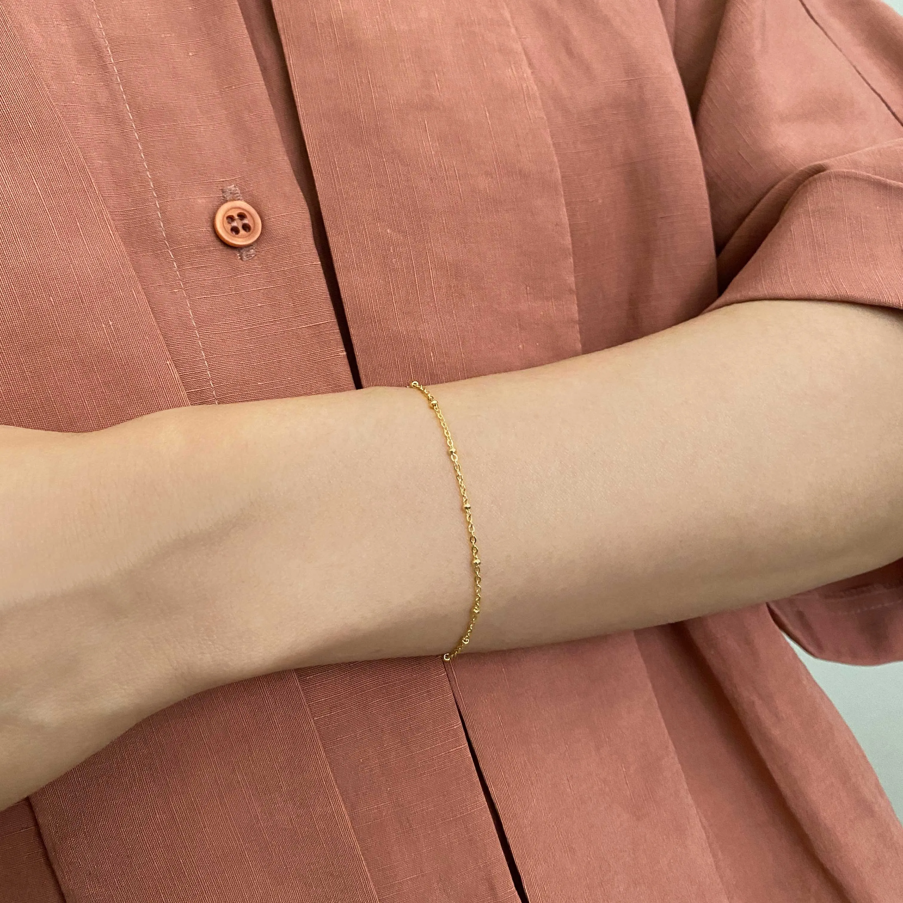 14k Solid Gold Ball Chain Bracelet