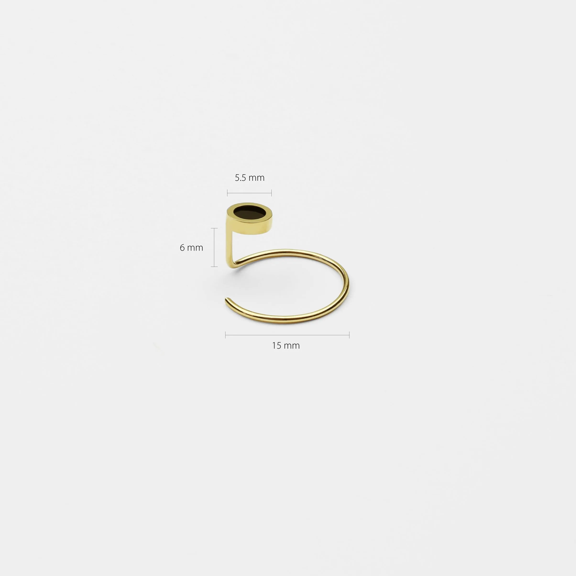 14k Solid Gold Black Circle Ear Jacket Earring