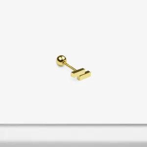 14k Solid Gold Double Bar Earring