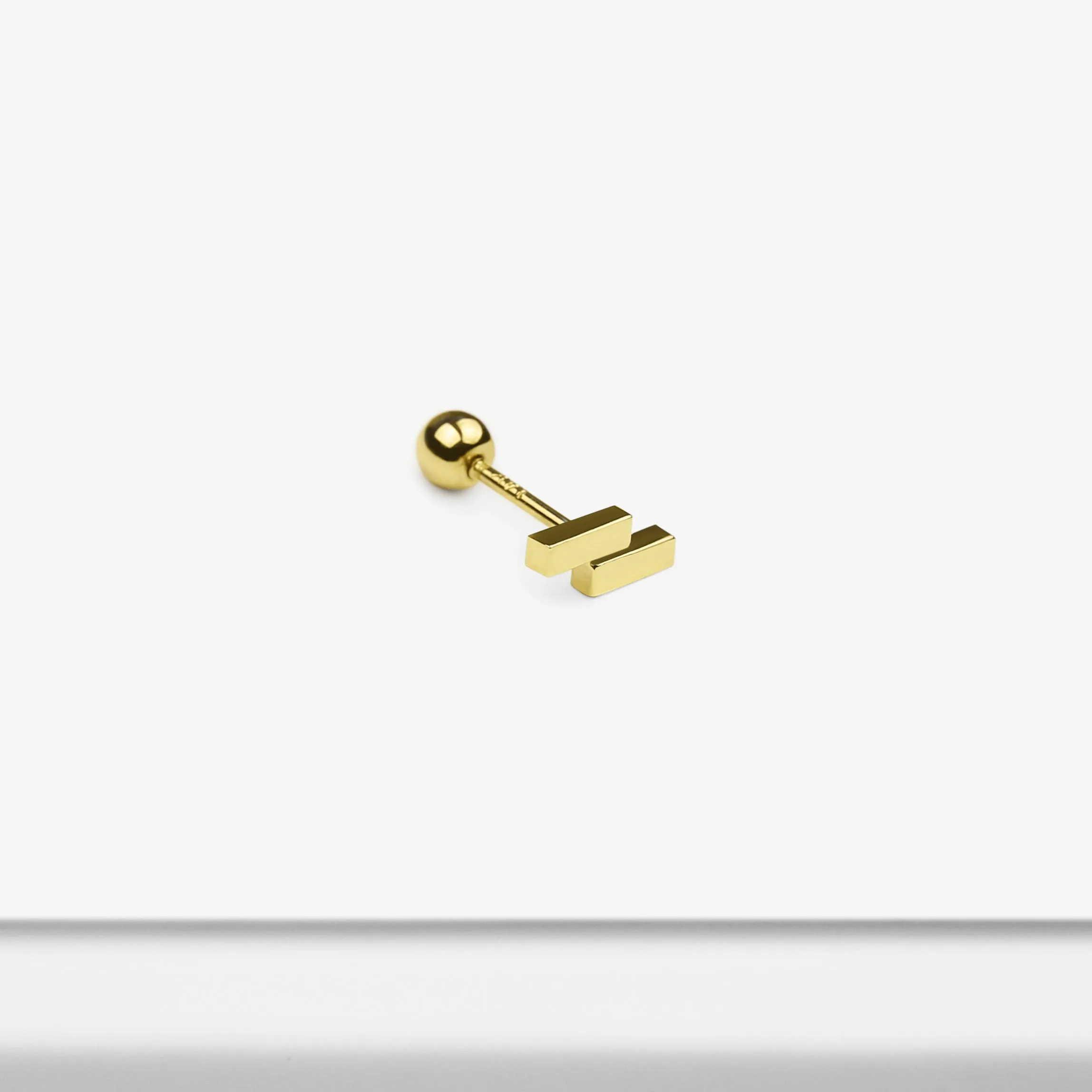 14k Solid Gold Double Bar Earring