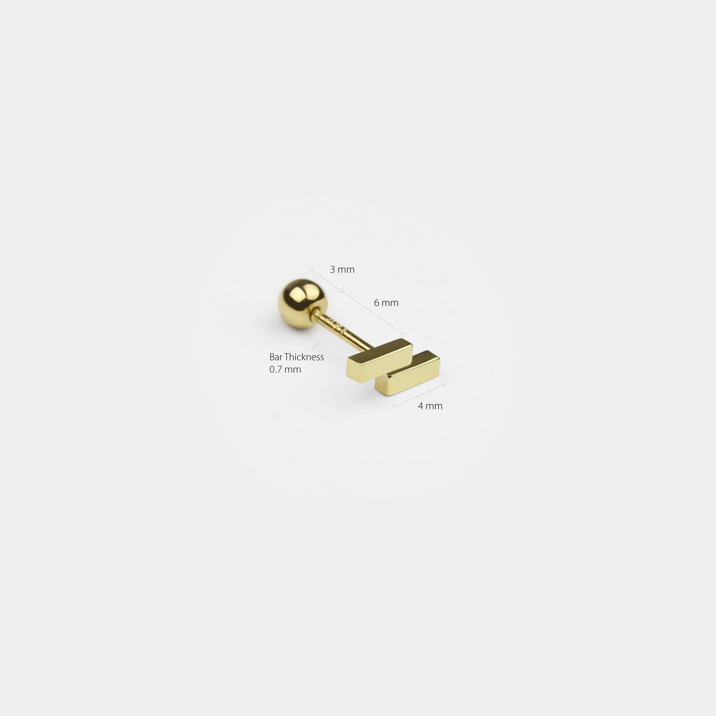 14k Solid Gold Double Bar Earring