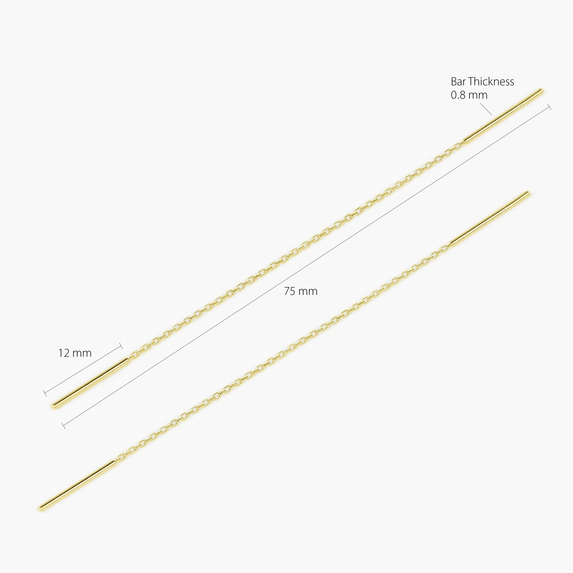 14k Solid Gold Double Bar Threader Earring