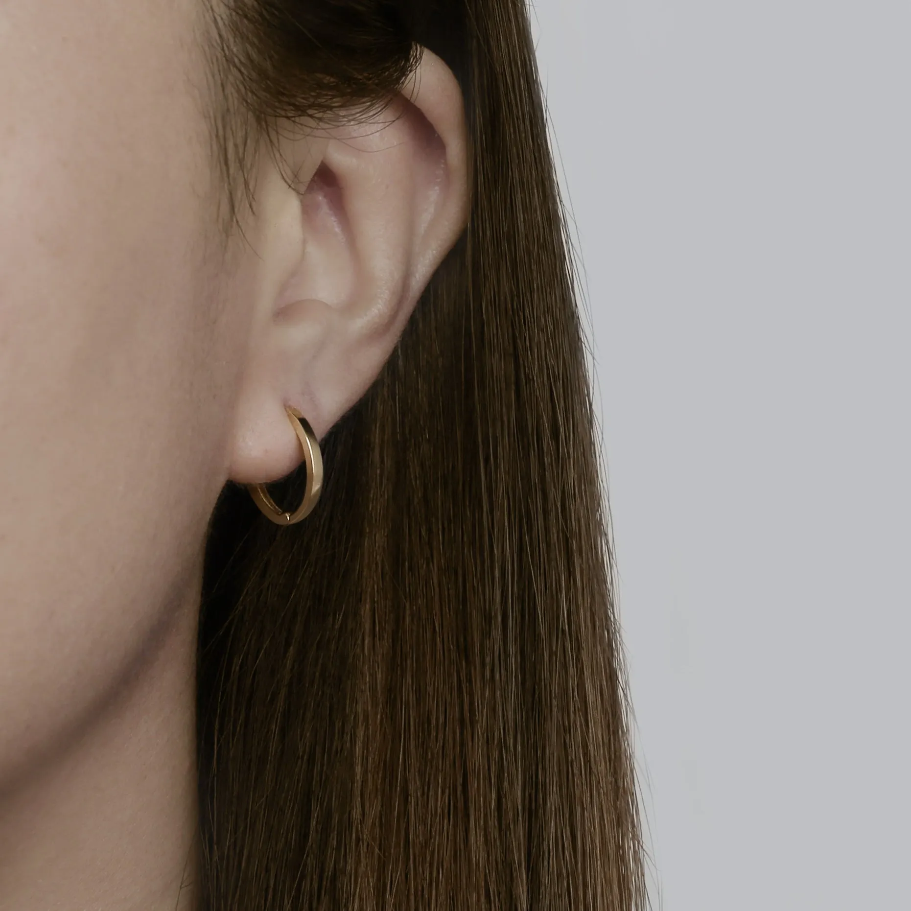 14k Solid Gold Ellipse Hoop Earring