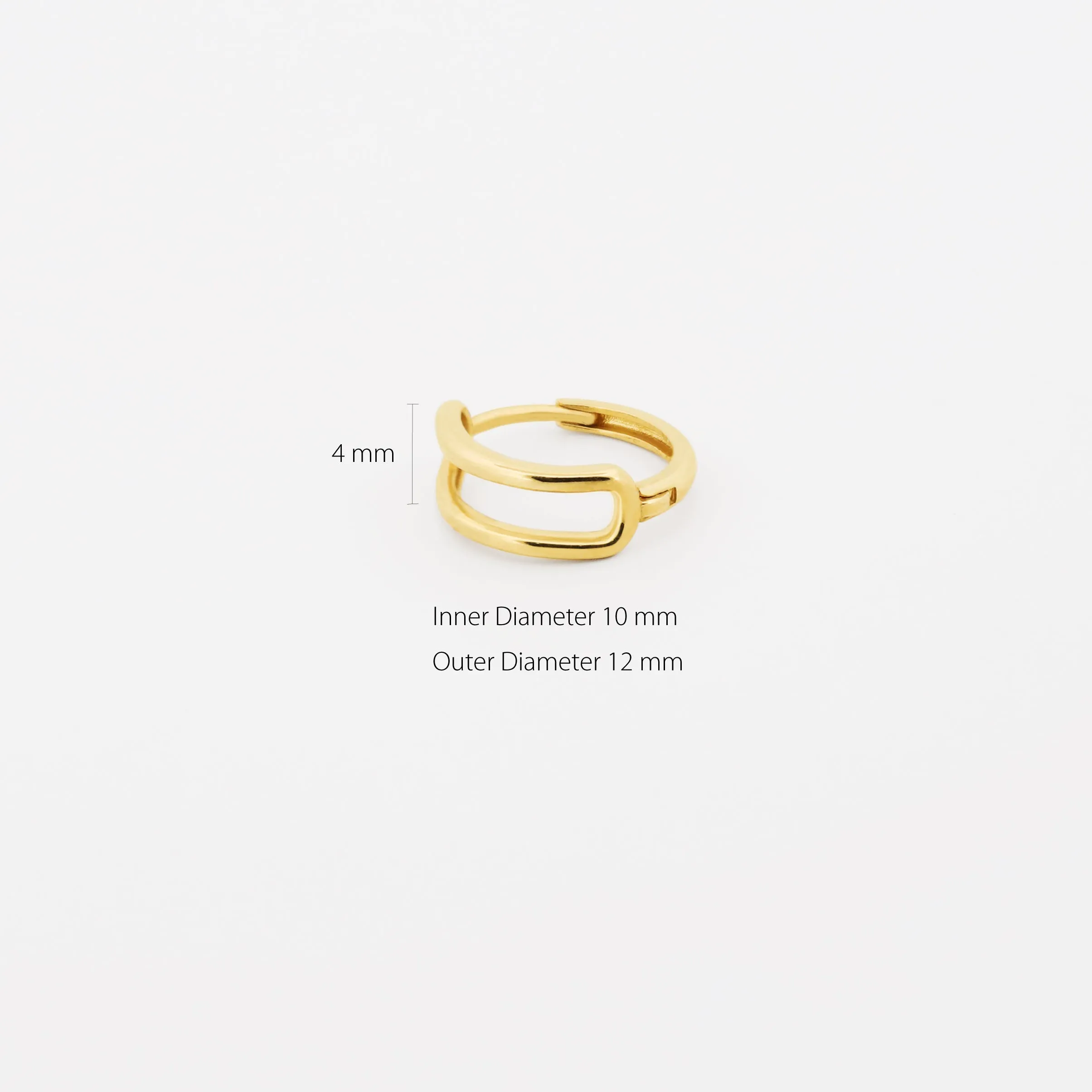 14k Solid Gold Front Double Hoop Earring