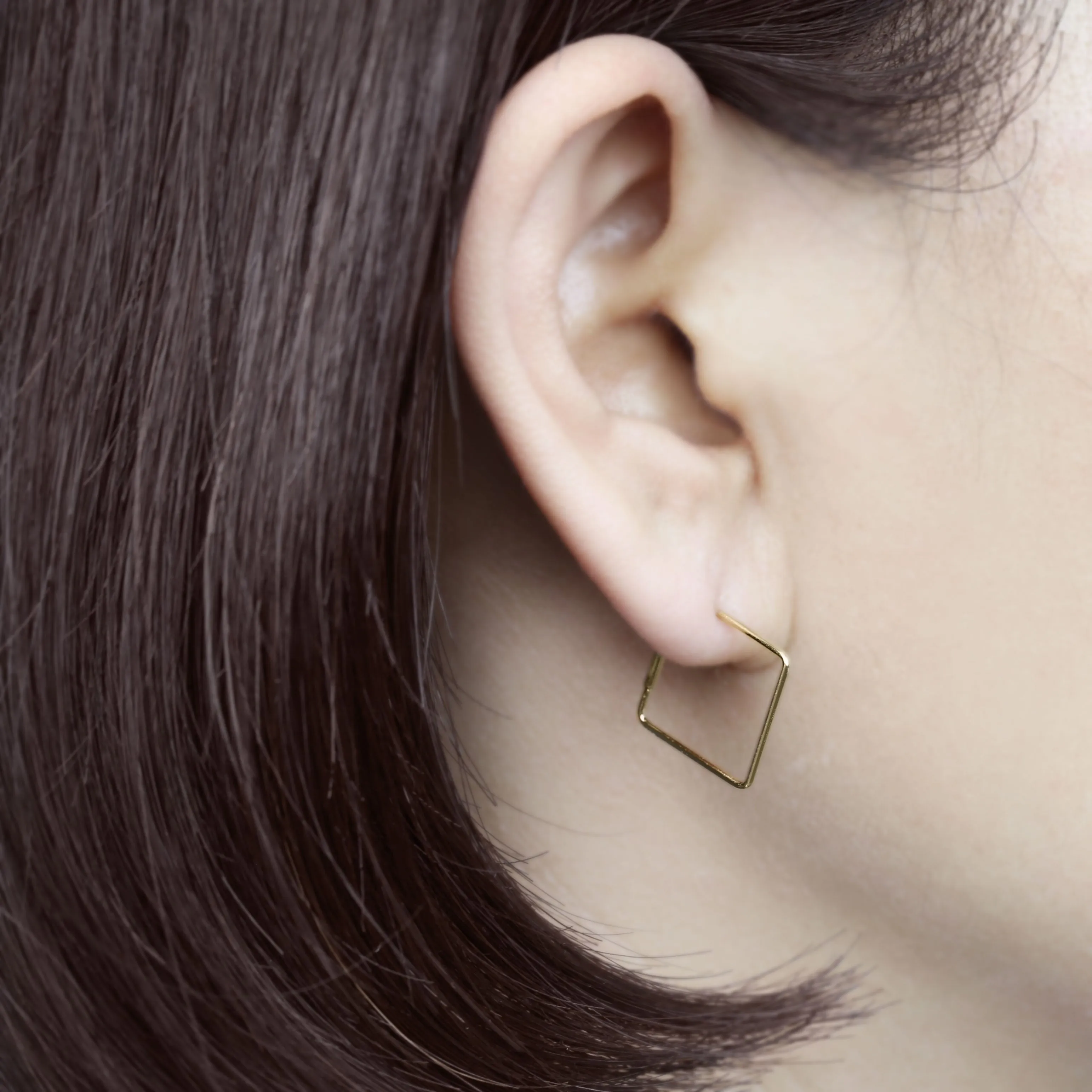 14k Solid Gold Geometric Hoop Earring