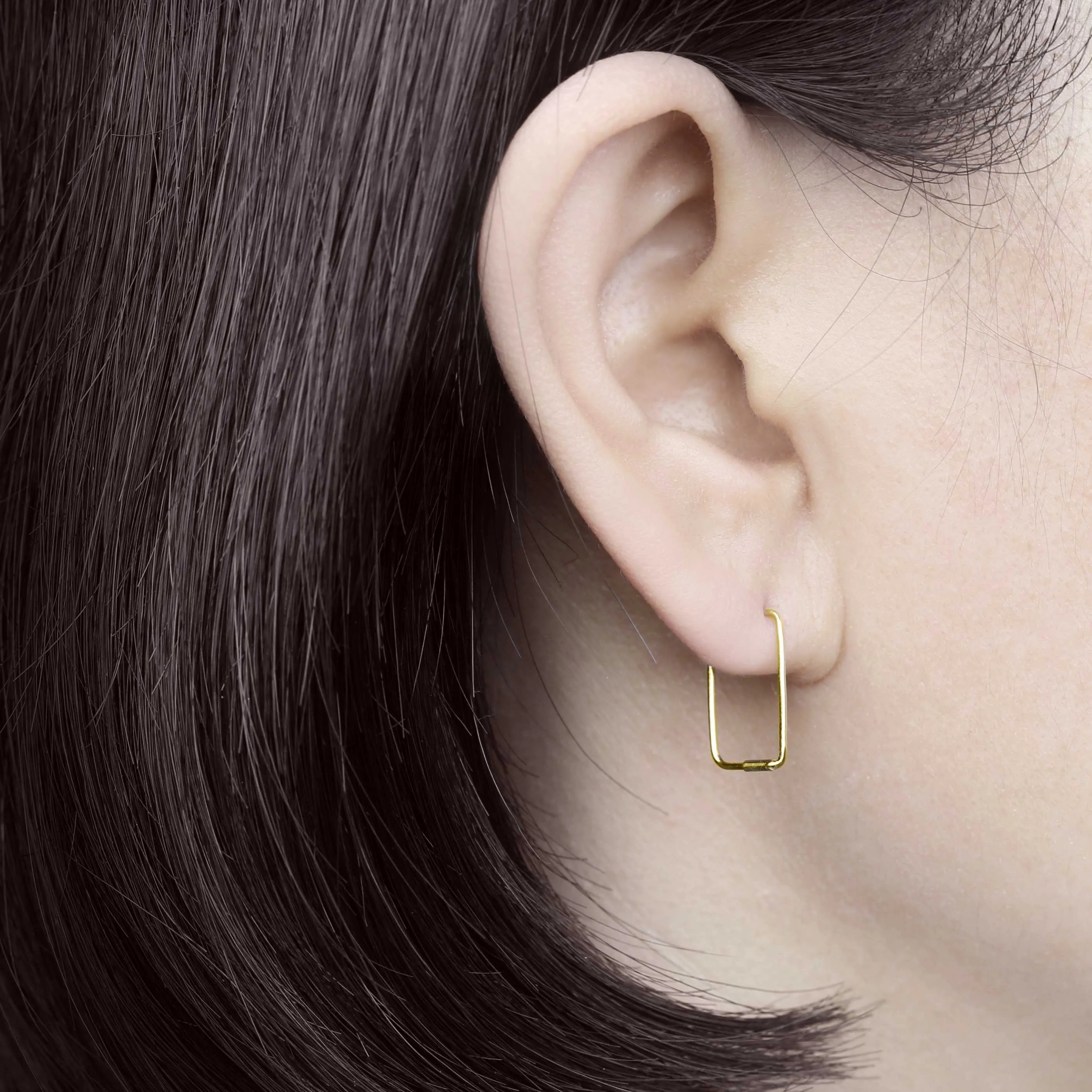 14k Solid Gold Geometric Hoop Earring