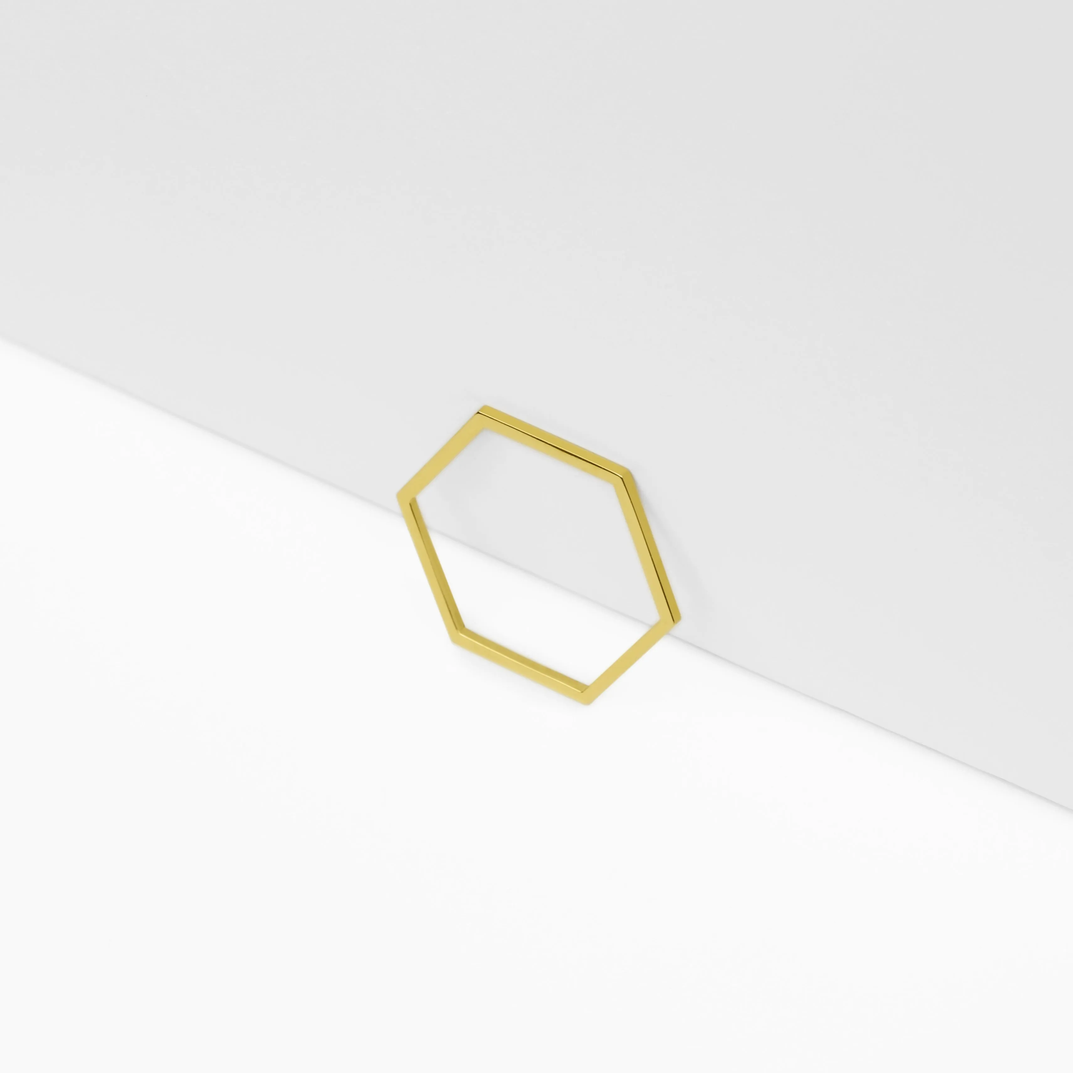 14k Solid Gold Hexagonal Ring