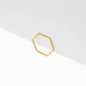 14k Solid Gold Hexagonal Ring
