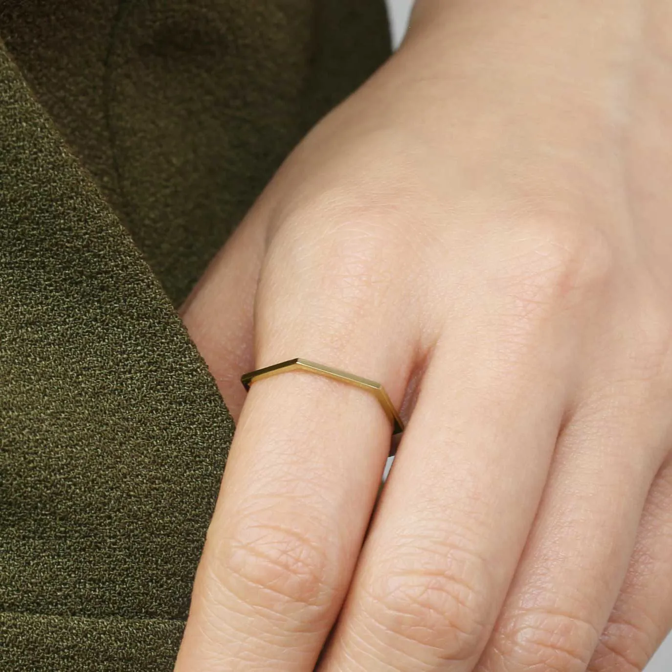 14k Solid Gold Hexagonal Ring
