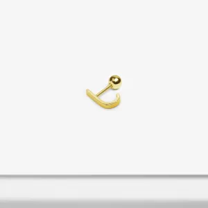 14k Solid Gold J Hook Stud Earring