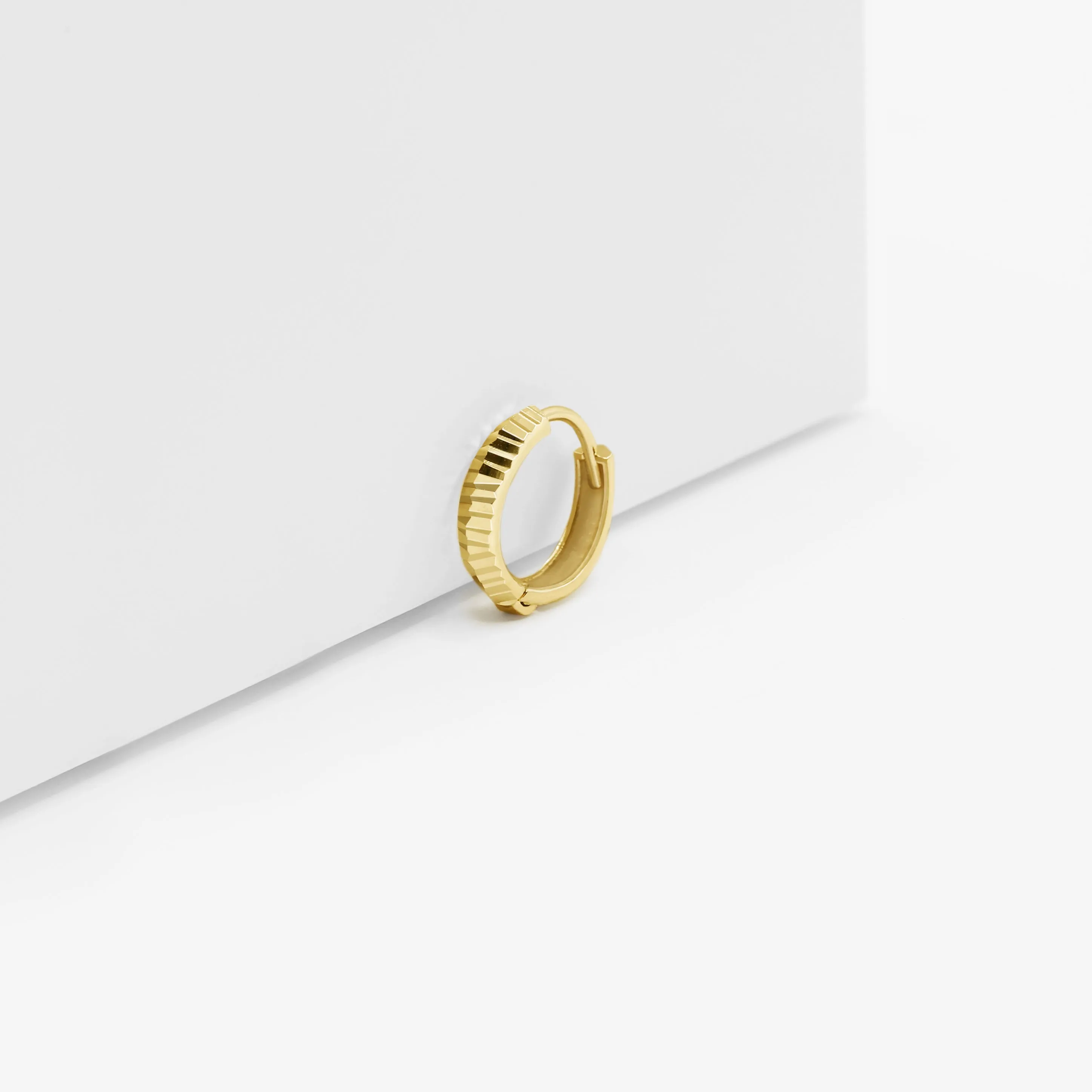 14k Solid Gold Multi-Cut Hoop Earring