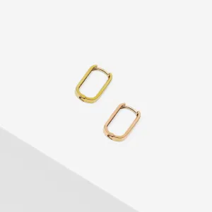 14k Solid Gold Oval Hoop Earring