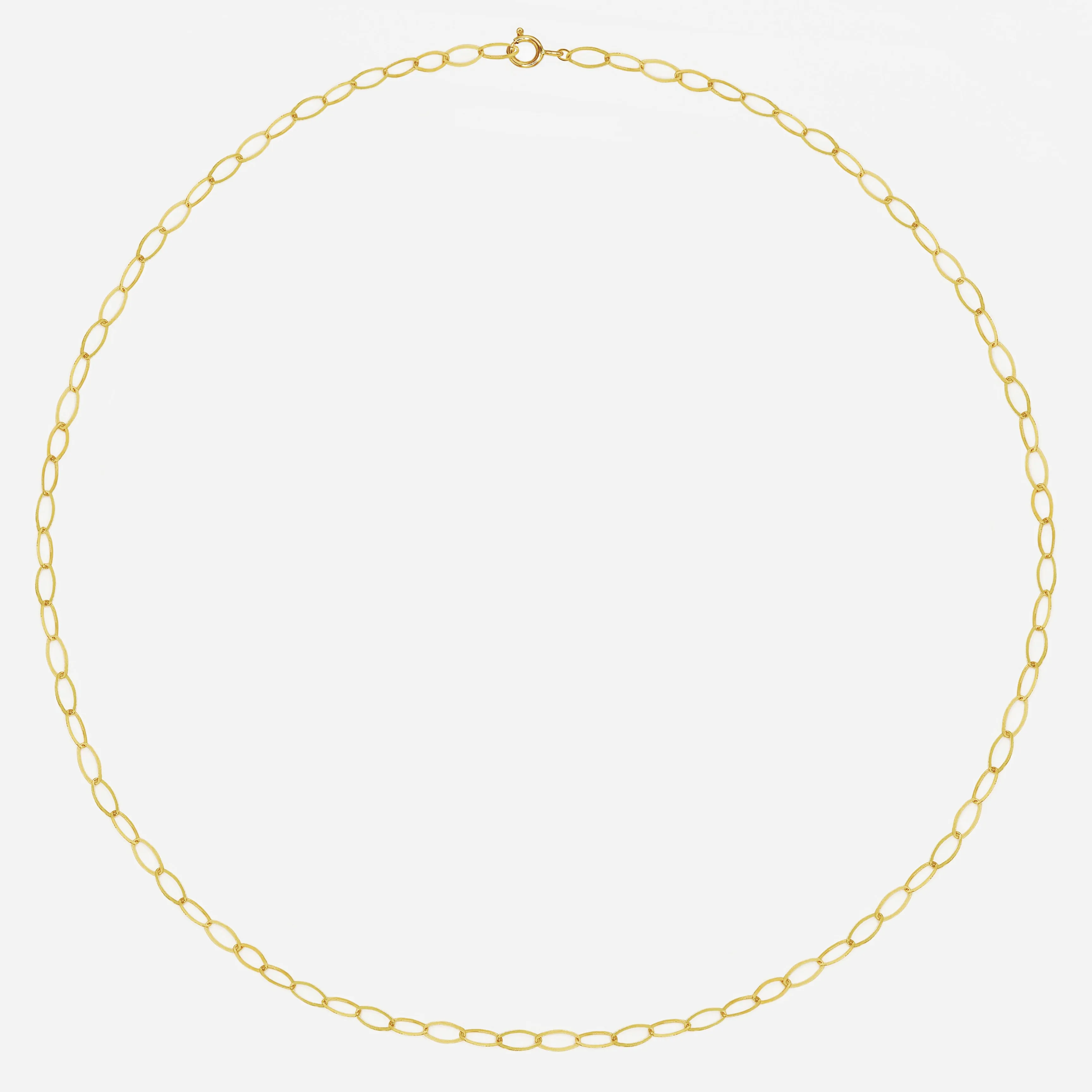 14k Solid Gold Oval Link Chain Necklace