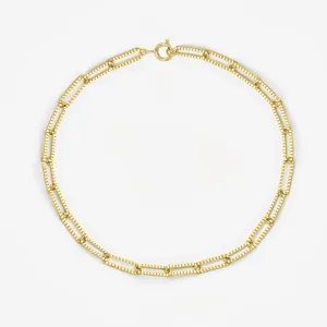 14k Solid Gold Rectangle Link Chain Bracelet