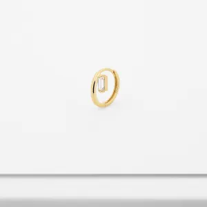 14k Solid Gold Side Baguette Hoop Earring