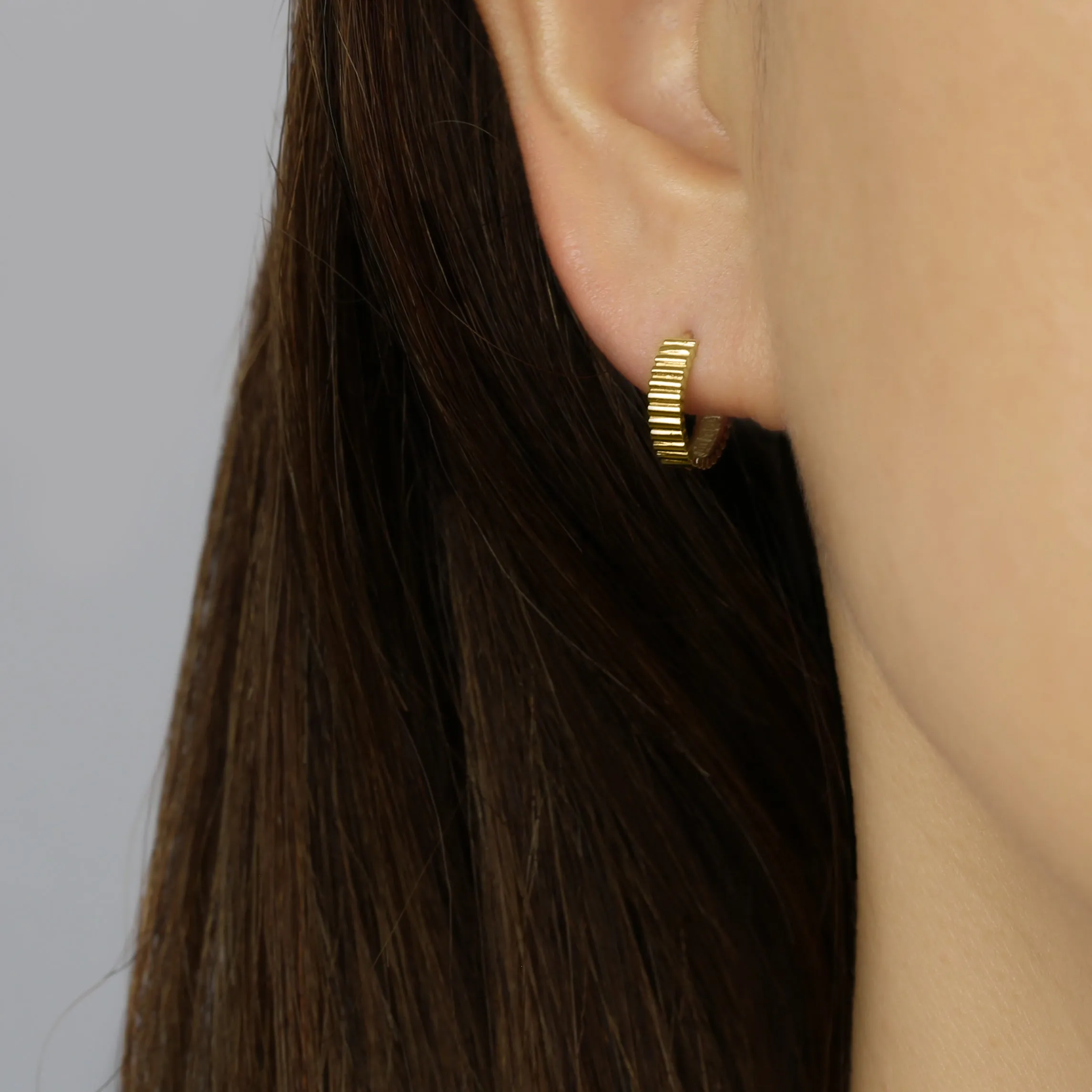 14k Solid Gold Textured Hoop Earring
