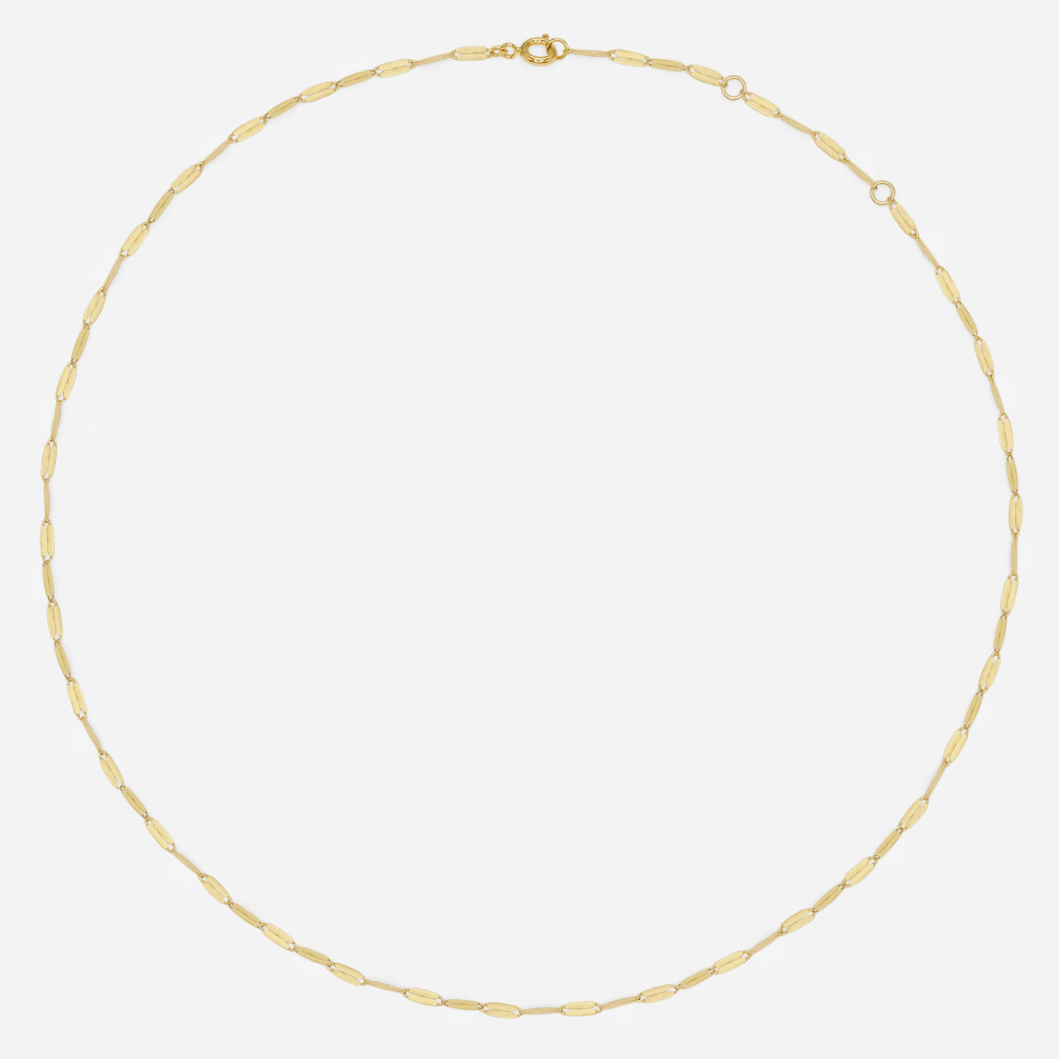14k Solid Gold Thin Flat Chain Necklace